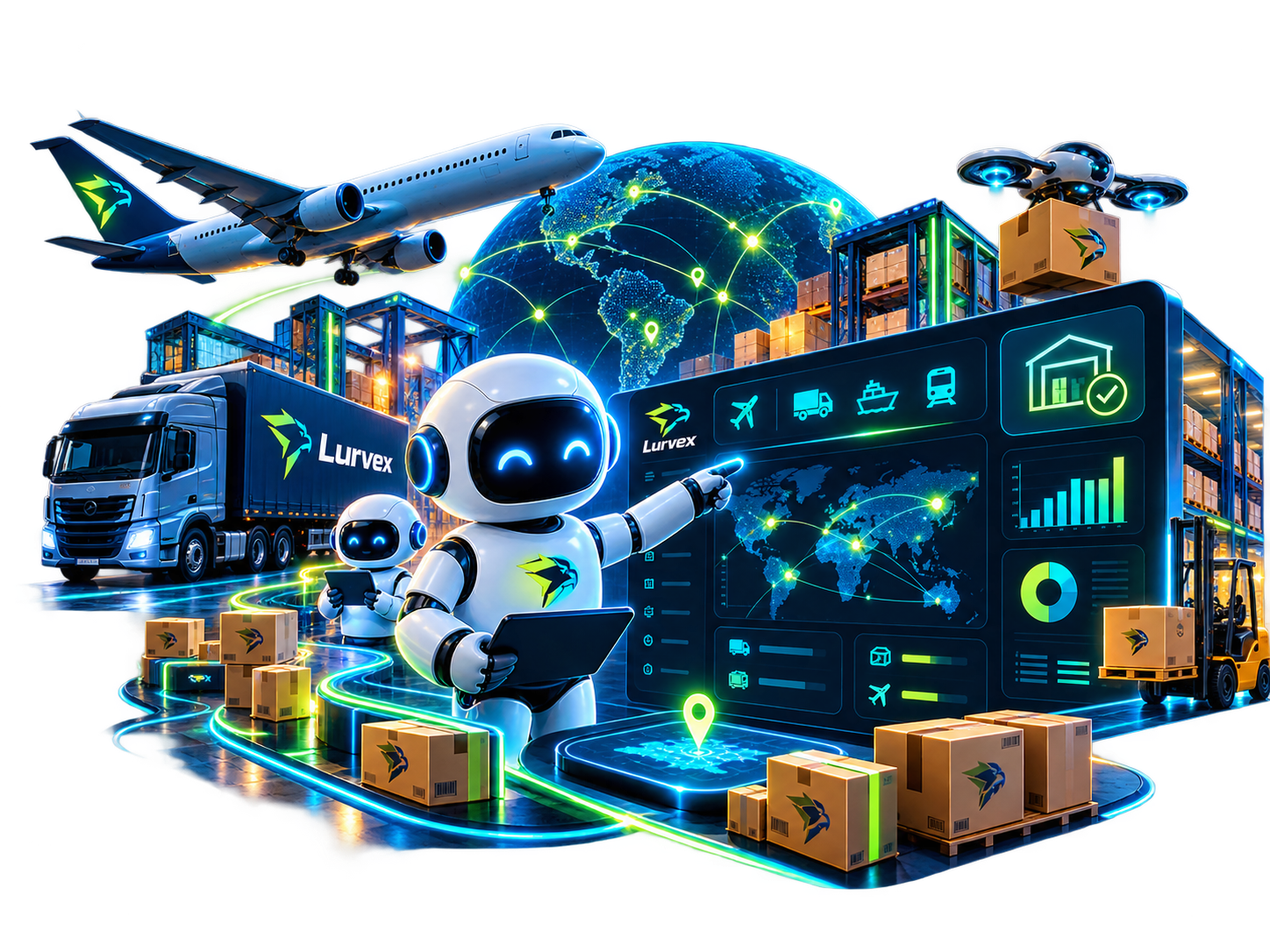 Panel de control logístico Lurvex con agentes de IA